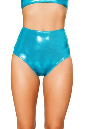 Turquoise Shimmer High Waist Shorts Rave Outfits