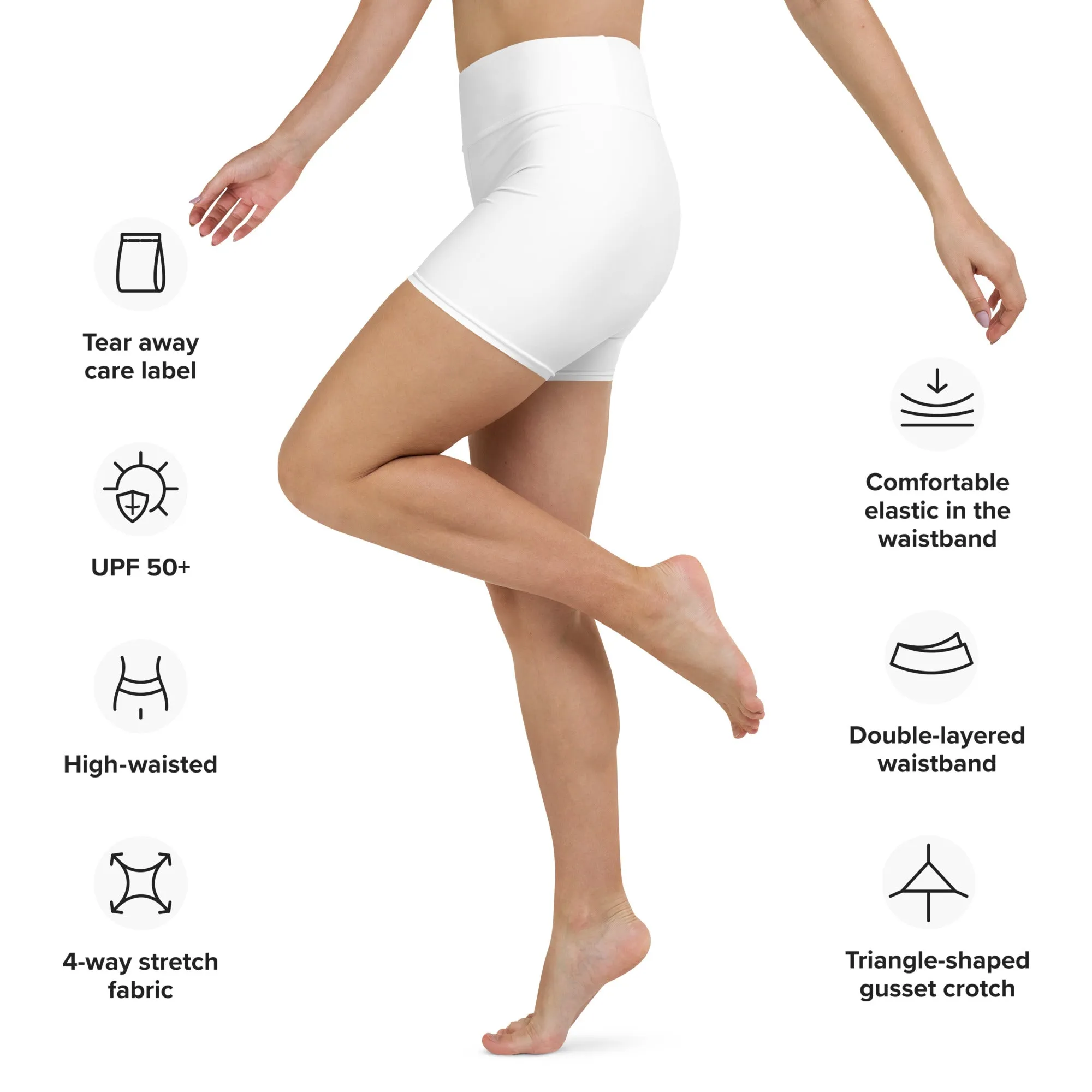 White High Waist Yoga Shorts