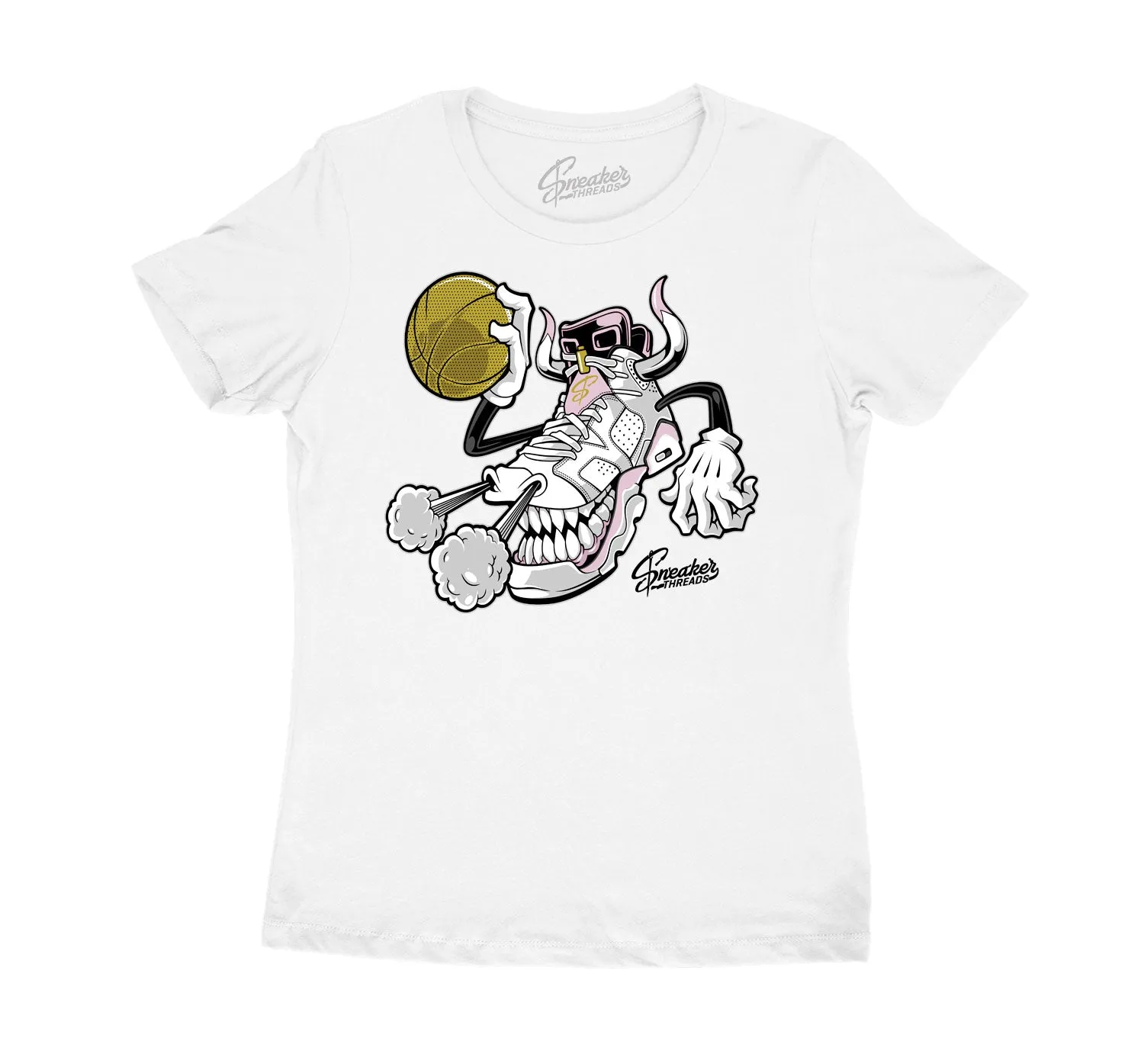 Womens Gold Hoops 6 Shirt - Fly Kicks - White