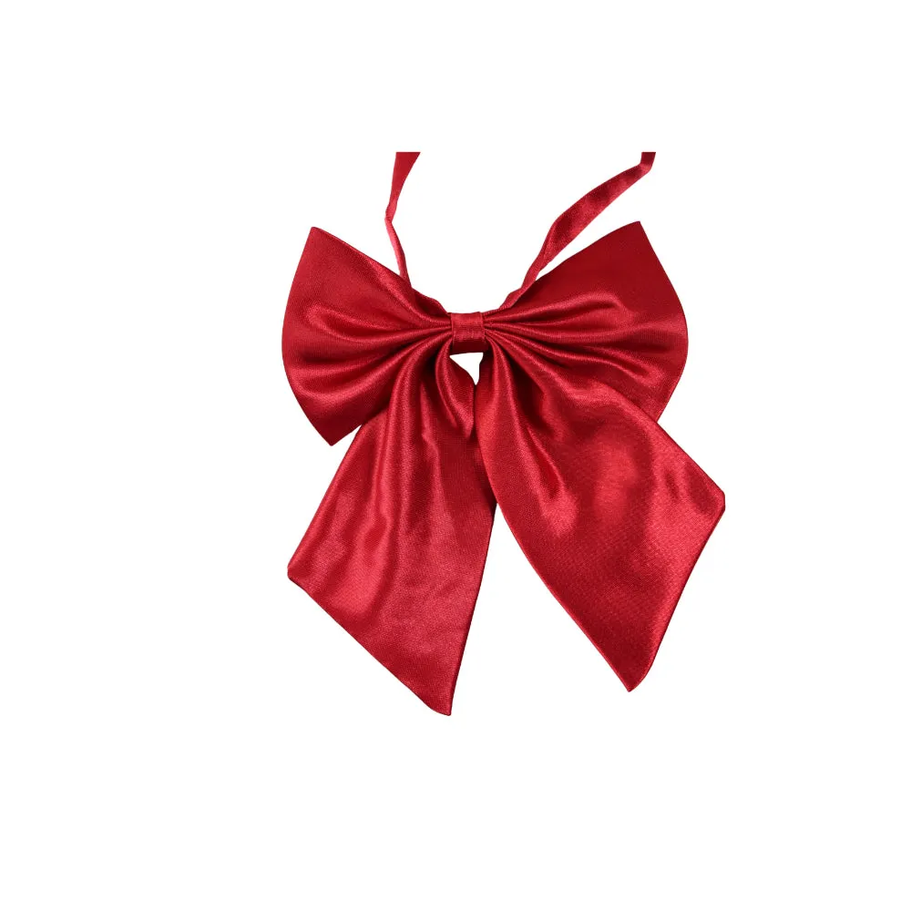 Womens Plain Red Shirt Collar Bow Tie