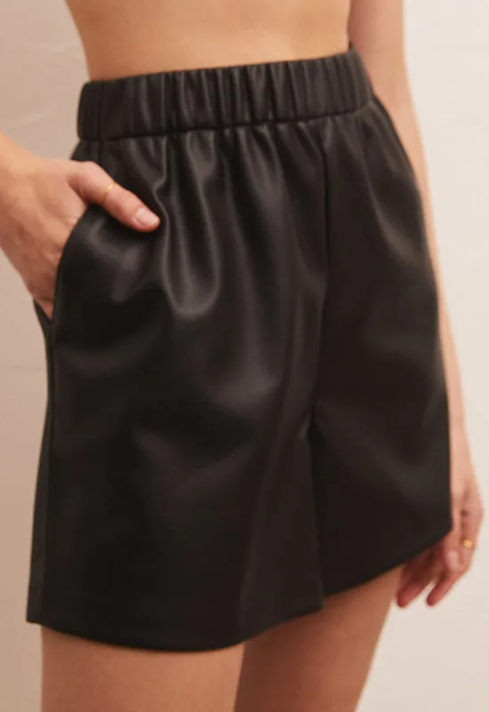 Z Supply - Tia Faux Leather Short Black